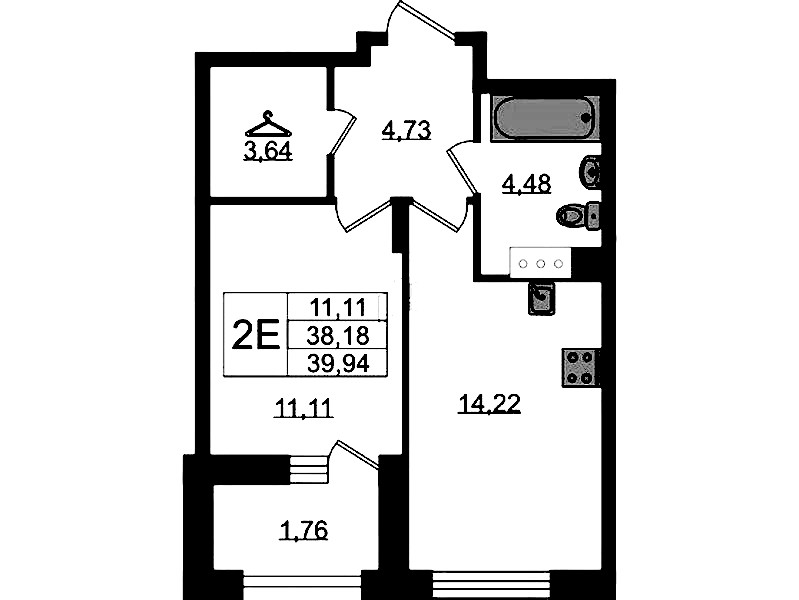 1-комнатная квартира 39.94 м², 7/11 эт., ЖК «VEREN NORT Сертолово»